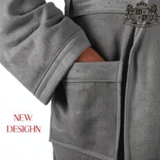 Alternative view of NEMESIS ΜΕDIUM-Μπουρνουζι-Ρομπα Πικε Waffle Silver ΚΙΜΟΝΟ 100% COTTON 350gsm