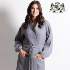 NEMESIS ΜΕDIUM-Μπουρνουζι-Ρομπα Πικε Waffle Silver ΚΙΜΟΝΟ 100% COTTON 350gsm