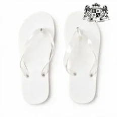 BEACH FLIP-FLOP antislip απο PE (UNISEX SIZE 26,60cm) αντιολισθητικη σαγιοναρα χρωμα white (Με διαφανα λουρακια) (ΠΑΧΟΣ ΣΟΛΑΣ 15mm) (Aνα Ζευγος Με Kαρτελακι Loop-Pin) (100 Zευγη/Κιβ)