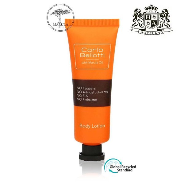 CARLO BELLOTI Hand & Body Lotion 30ml-Ενυδατικη Κρεμα Χεριων & Σωματος σε πολυτελες σωληναριο 30ml διαθετει πολυγωνο καπακι ασφαλειας εμπλουτισμενο με άρωμα από έλαια του δέντρου MARULA OIL 100 % recyclable/biodegradable (200 Τεμαχια/Κιβωτιο)