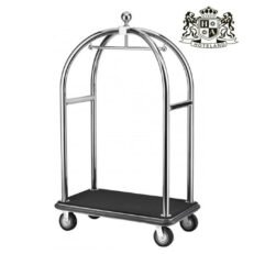 HOTEL CLASSIC SHINY TROLLEY μπρουτζινο με κρεμαστρα μεταφορας βαλιτσων βαρεου τυπου με μαυρη μοκετα