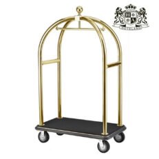 HOTEL CLASSIC TITANIUM TROLLEY μπρουτζινο με κρεμαστρα μεταφορας βαλιτσων βαρεου τυπου με μαυρη μοκετα