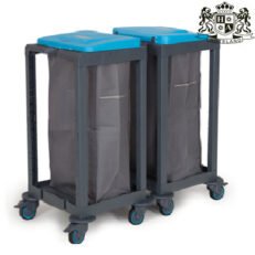 HOUSEKEEPING CART 120 -Τρόλεϊ καμαριέρας ΑΠΛΥΤΩΝ Η ΣΚΟΥΠΙΔΙΩΝ 2 αποσπομενων σακων Γκρι Σταθερο Bαρέου τύπου κλειστο μπροστα με καπακι (0,53x1,07x1,08m)