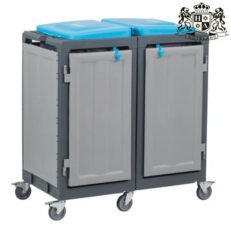 HOUSEKEEPING CART 121 -Τρόλεϊ καμαριέρας ΑΠΛΥΤΩΝ Η ΣΚΟΥΠΙΔΙΩΝ 2 αποσπομενων σακων Γκρι Σταθερο Bαρέου τύπου κλειστο μπροστα με καπακι (0,53x0,96x1,08m)