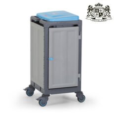 HOUSEKEEPING CART 113 -Τρόλεϊ καμαριέρας ΑΠΛΥΤΩΝ Η ΣΚΟΥΠΙΔΙΩΝ Γκρι Σταθερο Bαρέου τύπου κλειστο μπροστα με καπακι (0,53x0,48x1,08m)