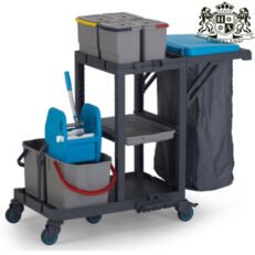 HOUSEKEEPING CART 311-Τρόλεϊ καμαριέρας & καροτσι σφουγγαρισματος μαζι Γκρι Σταθερο βαρέου τύπου ανοιχτο μπροστα (0,62 x 1,38 x 1,26m)