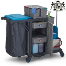 HOUSEKEEPING CART 343-Τρόλεϊ καμαριέρας & καροτσι σφουγγαρισματος μαζι Γκρι Σταθερο βαρέου τύπου ανοιχτο μπροστα (0,62 x 1,38 x 1,08m)