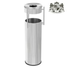 Prestige Pillar Trash bin with ashtray -Kαδος σκουπιδιων με υπερυψωμενο καπακι σε ματ inox χρωμα υψους 75,00cm