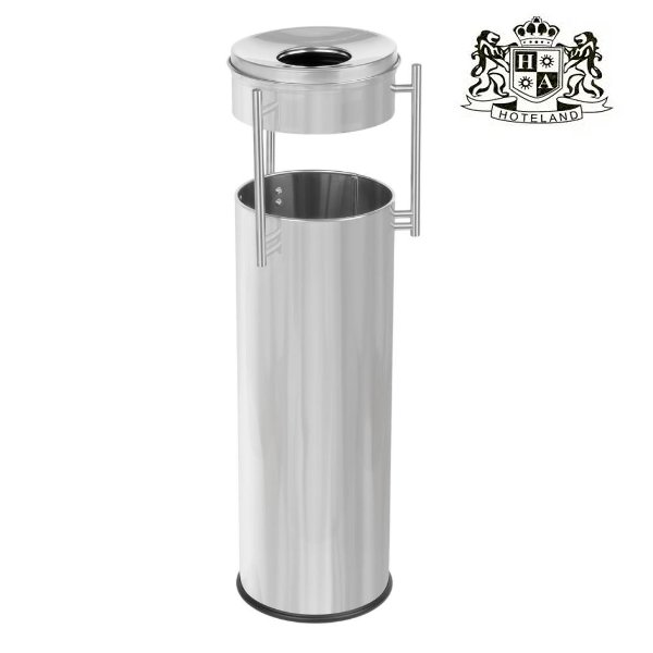 Prestige Pillar Trash bin with ashtray -Kαδος σκουπιδιων με υπερυψωμενο καπακι σε ματ inox χρωμα υψους 75,00cm