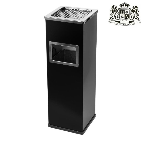 Trash bin with ashtray Mirage,black-Kαδος σκουπιδιων μαυρος με σταχτοδοχειο μαζι υψους 65,00cm