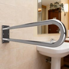 Alternative view of Sustainable grab handle, U-shaped, 813 mm, shiny stainless steel-Επιτοιχια Χειρολαβη διπλης στήριξης τυπου U μηκους 81,30cm κατασκευασμενη απο γυαλιστερό ανοξείδωτο ατσάλι βαρεου τυπου (120 kg)
