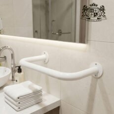 Alternative view of Seal-pipe protection,white-Επιτοιχια Πτυσομενη Χειρολαβη Γωνιακης στήριξης κατασκευασμενη απο λευκο ατσάλι βαρεου τυπου (120 kg)