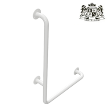 Supporting grab rail, wall mount, left, white-Επιτοιχια AΡΙΣΤΕΡΗ Γωνιακη Χειρολαβη στήριξης κατασκευασμενη απο λευκο ατσάλι βαρεου τυπου (120 kg)