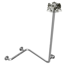 Shower grab rail with vertical support, right, shiny stainless steel-Επιτοιχια ΔΕΞΙΑ Γωνιακη Χειρολαβη στήριξης κατασκευασμενη απο γυαλιστερο ανοξειδωτο ατσαλι  ατσάλι βαρεου τυπου (120 kg)