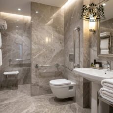 Alternative view of Shower grab rail with vertical support, right, shiny stainless steel-Επιτοιχια ΔΕΞΙΑ Γωνιακη Χειρολαβη στήριξης κατασκευασμενη απο γυαλιστερο ανοξειδωτο ατσαλι  ατσάλι βαρεου τυπου (120 kg)