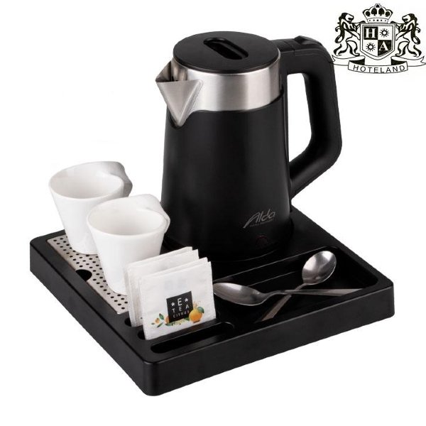 ALDA classic set 1 BLACK - SET CLASSIC-1 Δίσκος καλωσορίσματος με διαστασεις (26,00 x 26,00 x 3cm) & βραστήρας BLACK-INOX 0,6L