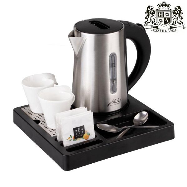 ALDA classic set 2 BLACK - SET CLASSIC-2 Δίσκος καλωσορίσματος με διαστασεις (26,00 x 26,00 x 3cm) & βραστήρας BLACK-INOX 0,6L