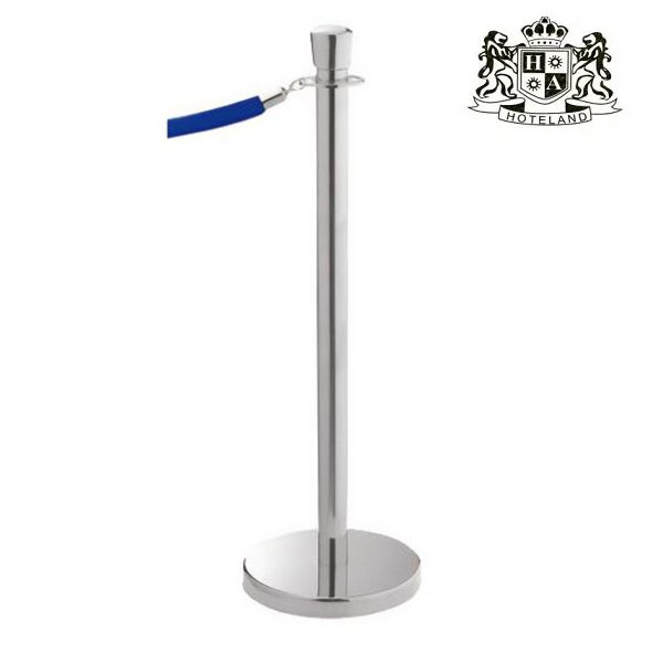 Rope barrier,shiny chrome,height 95 cm- Ανοξειδωτο κολωνακι χρωμιου με κορδονι/α τελειωμα καπελο και υψος 0,95m