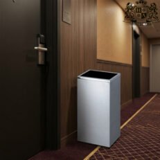Alternative view of Square waste bin with top frame, brushed stainless steel-Kαδος σκουπιδιων τετραγωνος με ανοιχτο καπακι υψους 60,50cm