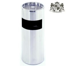 Trash bin with ashtray,brushed stainless steel-Σταχτοδοχειο με καδο σκουπιδιων μαζι σε γυαλιστερο inox χρωμα υψους 61,00cm