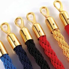 (White-Blue-Black-Red) barrier rope,150 cm,golden snap shackle-Κορδονια Πλεκτα με τελειωμα αγκραφας χρυσο και αγκιστρο με μηκος 1,50m