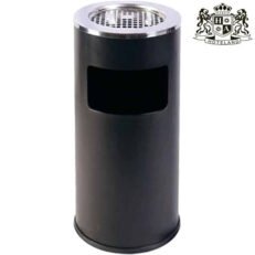 Trash bin with ashtray black-Σταχτοδοχειο με καδο σκουπιδιων μαζι σε μαυρο χρωμα υψους 61,00cm