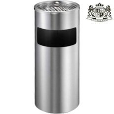 Trash bin with ashtray inox-Σταχτοδοχειο με καδο σκουπιδιων μαζι σε ματ inox χρωμα υψους 61,00cm