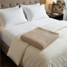 JAQUARD-Κουβέρτα Πικέ Υφαντη JAQUARD Sanforized Cotton 100% Διπλη 240×260 NATURAL χρωμα