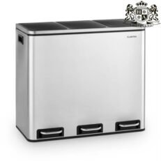 KTM/INOX small-Ανοξειδωτο Ατσαλι κάδος ανακύκλωσης τριπλός με χωρητικότητα 3x18lt σε inox χρώμα (Χαρτί-Πλαστικό-Γυαλί)