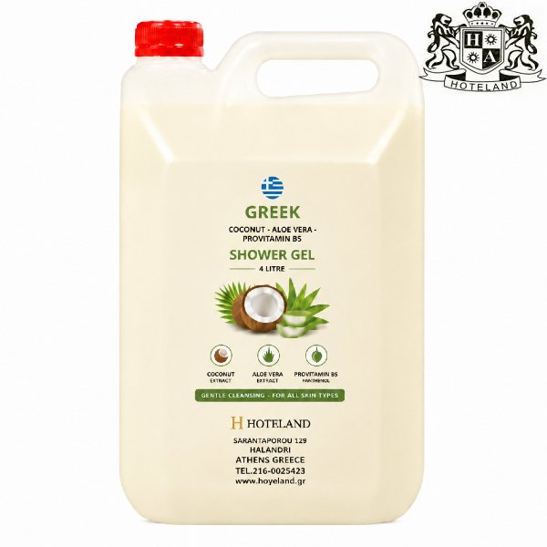 GREEK COCONUT Shower Gel 4L- Aφρολουτρο σε μπετονι-κανιστρο 4LT με άρωμα ΚΑΡΥΔΑΣ (4 τμχ/κιβώτιο) EΛΛΗΝΙΚΟ ΠΡΟΙΟΝ