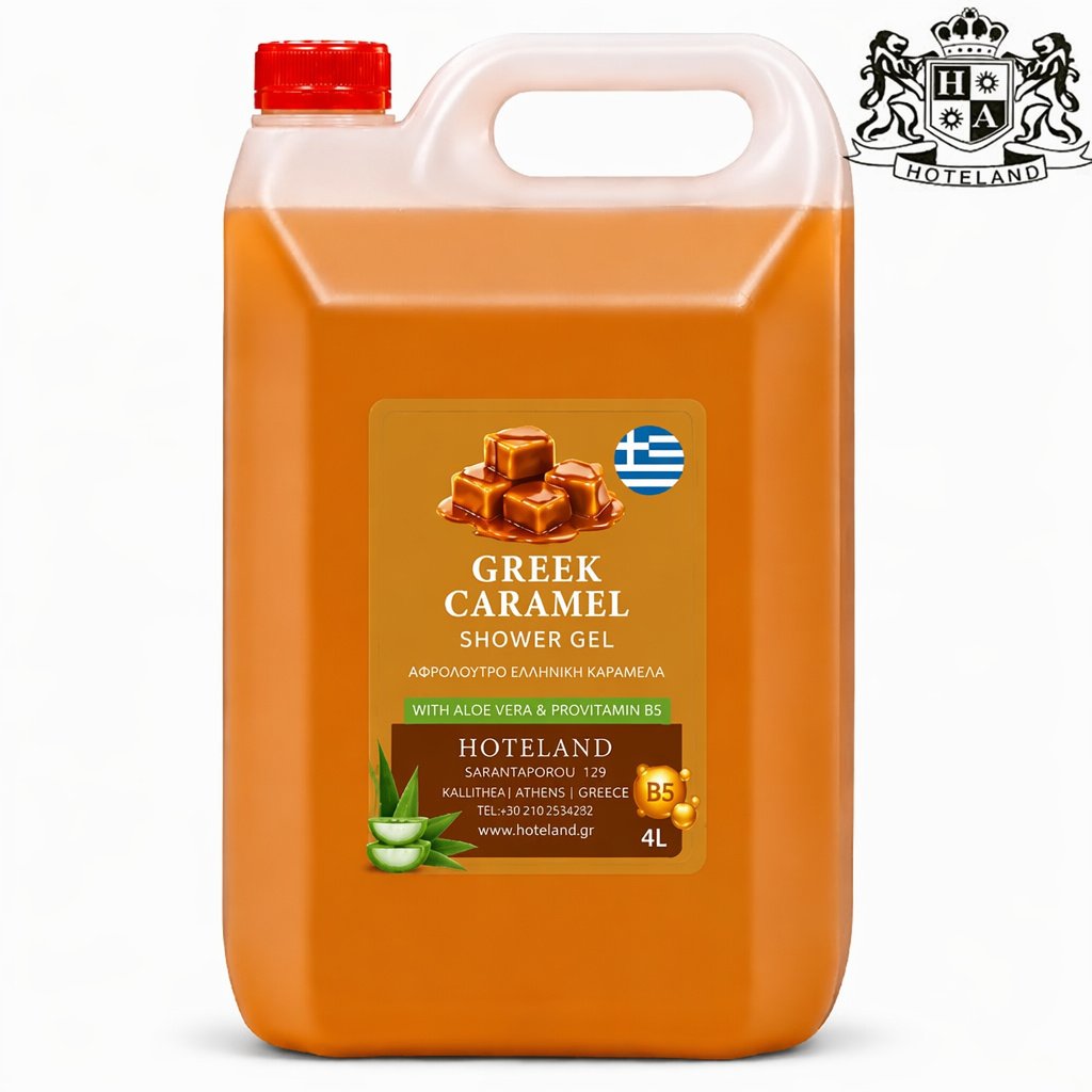 GREEK CARAMEL Shower Gel 4L- Aφρολουτρο σε μπετονι-κανιστρο 4LT με άρωμα ΚΑΡΑΜΕΛΑ (4 τμχ/κιβώτιο) EΛΛΗΝΙΚΟ ΠΡΟΙΟΝ