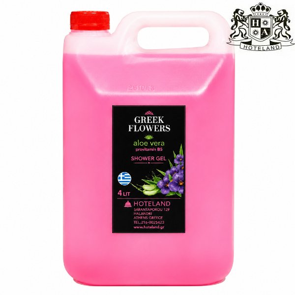 GREEK FLOWERS Shower Gel 4L- Aφρολουτρο σε μπετονι-κανιστρο 4LT με άρωμα ΛΟΥΛΟΥΔΙΩΝ (4 τμχ/κιβώτιο) EΛΛΗΝΙΚΟ ΠΡΟΙΟΝ