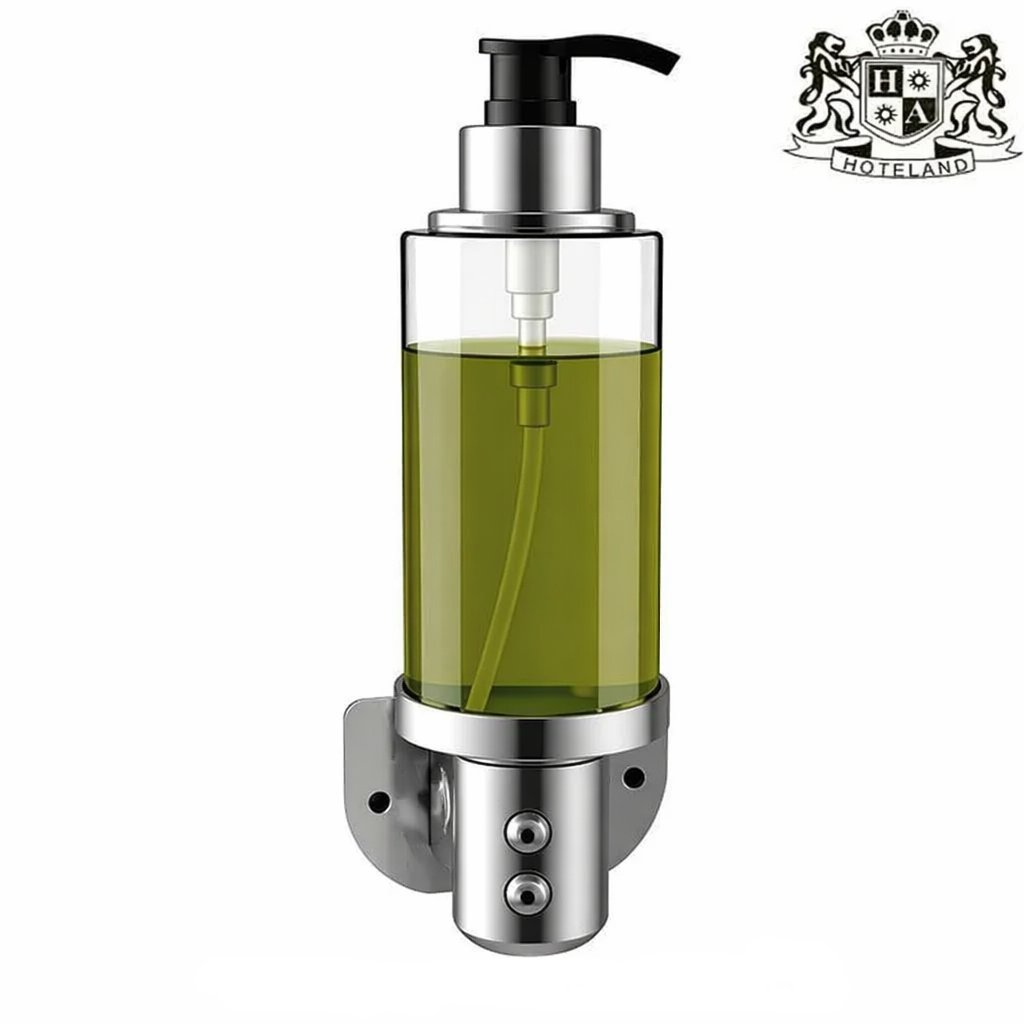 INOX UNO (304 STEEL) Μονη Βαση dispenser INOX matt ME ΔΙΑΦΑΝΟ ΜΠΟΥΚΑΛΙ ΑΝΤΛΙΑΣ για τη σειρα καλλυντικων GREEK MYTHIC OLEA