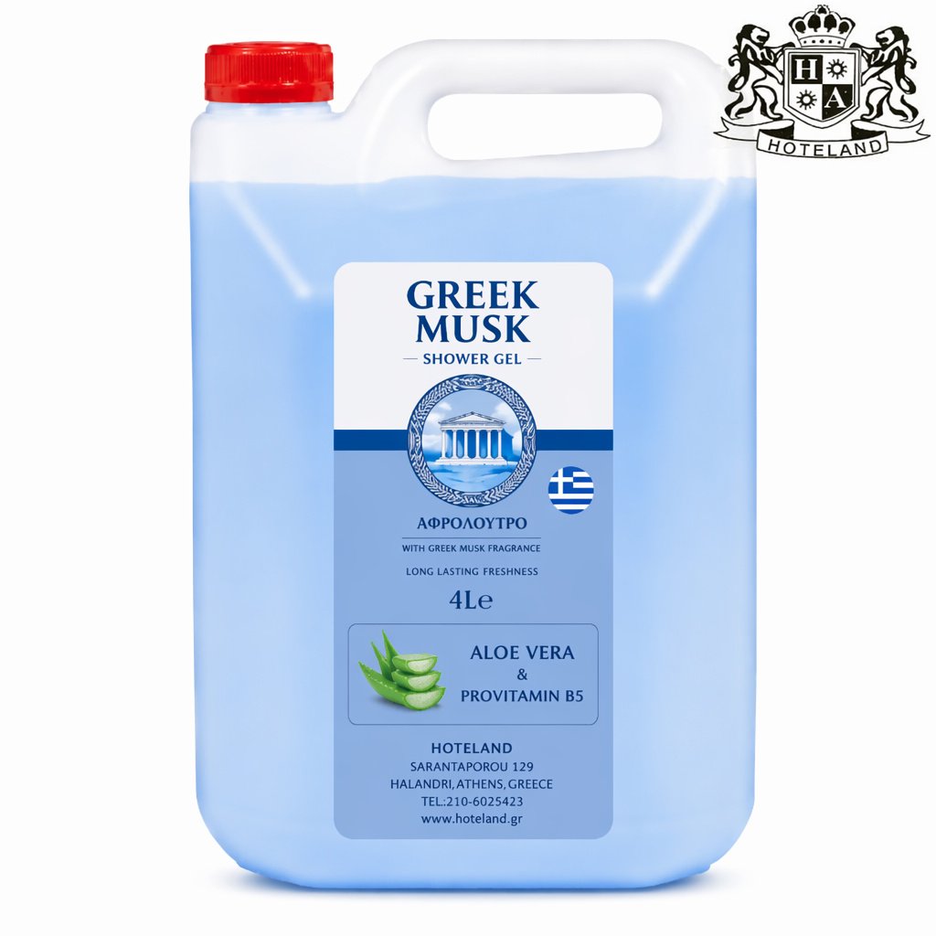 GREEK MUSK Shower Gel 4L- Aφρολουτρο σε μπετονι-κανιστρο 4LT με άρωμα MUSK (4 τμχ/κιβώτιο) EΛΛΗΝΙΚΟ ΠΡΟΙΟΝ