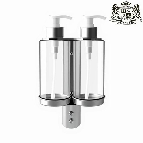 INOX UNO (304 STEEL) Διπλη Βαση dispenser INOX matt ME ΔΙΑΦΑΝΑ ΜΠΟΥΚΑΛΙΑ ΑΝΤΛΙΑΣ για τη σειρα καλλυντικων GREEK MYTHIC OLEA - Image 2