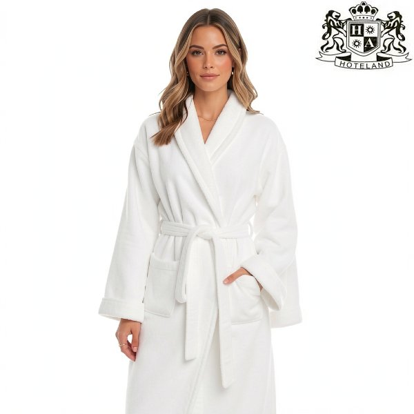 FLUFFY MEDIUM-Ρομπα-Μπουρνουζι CORAL FLEECE σε λευκο χρωμα (100% MICROSILK) 350gsm