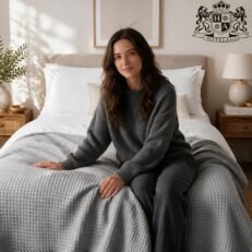 Κ-ECONOMY MADISON 80/20 ΑΝΟΙΚΤΟ ΓΚΡΙ Κουβέρτα 80% COTTON-20% MICRO Πικέ Πολυτελείας ΔΙΠΛΗ (2,30 x 2,50m)