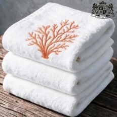 ZEROWASTE CORAL 60 – Πετσέτες ΔΙΚΛΩΝΗΣ βασης με ΜΟΝΟΚΛΩΝΟ πελος Λευκές 600gsm με KENTHMA (ΠΡΟΣΩΠΟΥ 50x90)