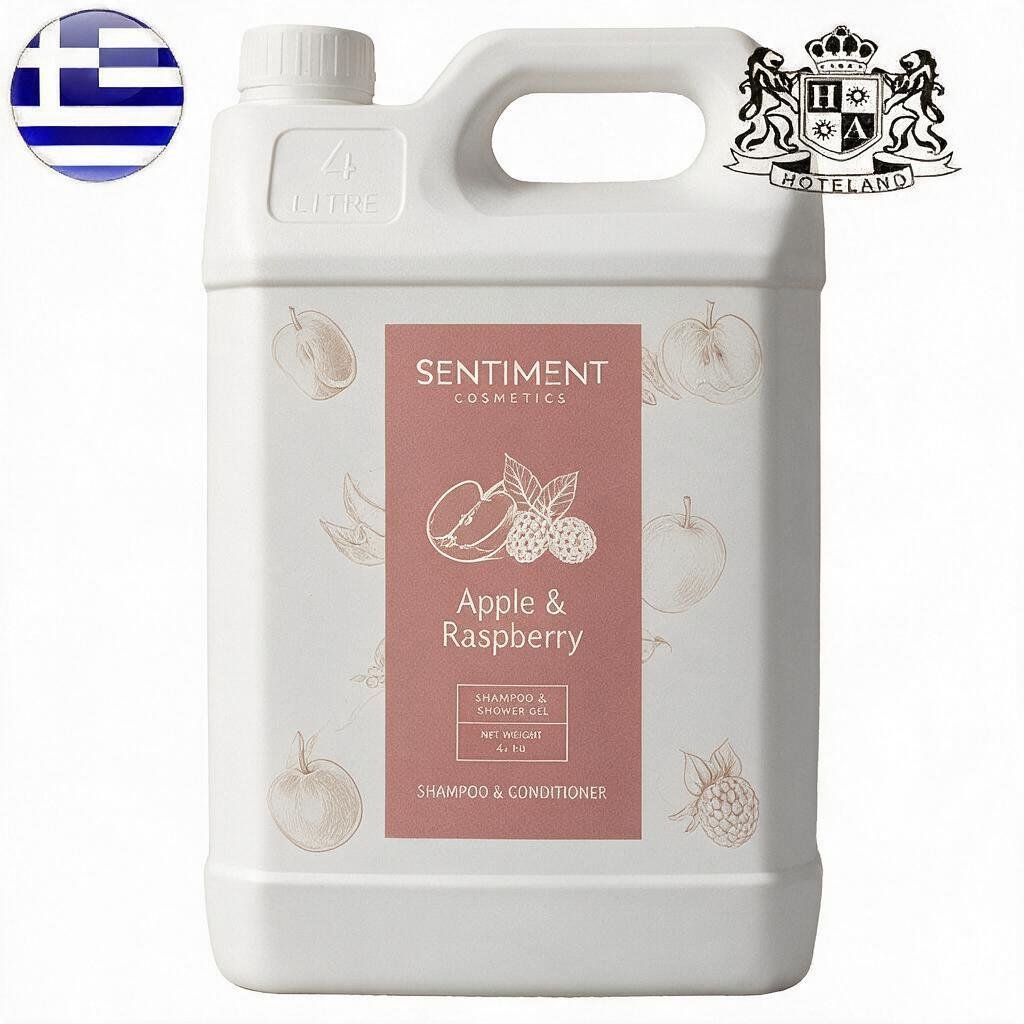 GREEK Fruits & Senses-Σαμπουαν & Mαλλακτικη Κρεμα Μαλλιων/Shampoo & Ηair Conditioner σε Mπετονι/Κανιστρο 4000ml/4L με αρωματα Mηλο & Μουρα (4 τμχ/κιβώτιο) EΛΛΗΝΙΚΟ ΠΡΟΙΟΝ (Καθε Κιβωτιο Περιεχει & Μια Extra Αντλια)