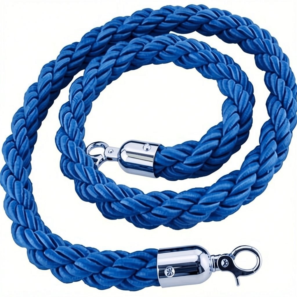BARRIER ROPE BLUE-CHROME/Κορδονια Πλεκτα με τελειωμα αγκραφας χρωμιο και αγκιστρο με μηκος 1,50m