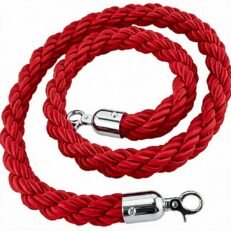 BARRIER ROPE RED-CHROME/Κορδονια Πλεκτα με τελειωμα αγκραφας χρωμιο και αγκιστρο με μηκος 1,50m