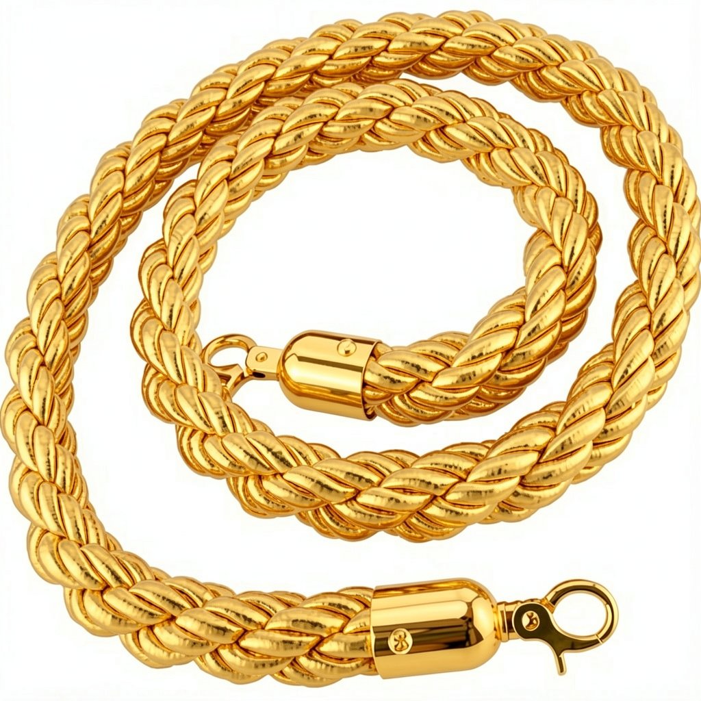 BARRIER ROPE GOLD-GOLD/Κορδονια Πλεκτα με τελειωμα αγκραφας χρυσο και αγκιστρο με μηκος 1,50m