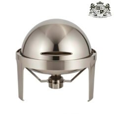 BAIN MARIE ROLL/TOP INOX-Ανοξειδωτο Σκευος Μπουφε Στρογγυλο Θερμαινομενο Με Ανοιγομενο Καπακι Roll-Top Περιστροφής 180 μοιρών & 1 Θηκη Καυσιμης Υλης (Βαθος 6,50cm) (Τέρμα Ανοιχτό ή Τέρμα Κλειστό)