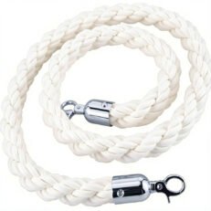 BARRIER ROPE WHITE-CHROME/Κορδονια Πλεκτα με τελειωμα αγκραφας χρωμιο και αγκιστρο με μηκος 1,50m