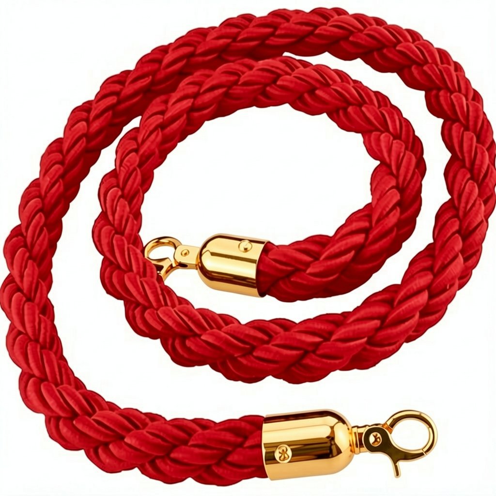 BARRIER ROPE RED-GOLD/Κορδονια Πλεκτα με τελειωμα αγκραφας χρυσο και αγκιστρο με μηκος 1,50m