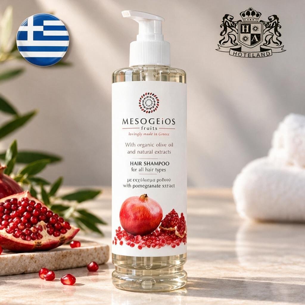 GREEK MESOGEIOS FRUITS-Σαμπουάν/Hair Shampoo σε EΠANAΓEMIZOMENO μπουκαλι με Αντλια (DISPENSER) 400ml με άρωμα ροδι (9 τμχ/κιβώτιο) EΛΛΗΝΙΚΟ ΠΡΟΙΟΝ