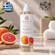 GREEK MESOGEIOS FRUITS-Yγρο Σαπουνι Προσωπου & Χεριων/Face & Hand Soap σε EΠANAΓEMIZOMENO μπουκαλι με Αντλια (DISPENSER) 400ml με εκχυλισμα γκρειπ φρουτ (9 τμχ/κιβώτιο) EΛΛΗΝΙΚΟ ΠΡΟΙΟΝ