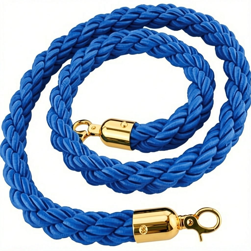 BARRIER ROPE BLUE-GOLD/Κορδονια Πλεκτα με τελειωμα αγκραφας χρυσο και αγκιστρο με μηκος 1,50m
